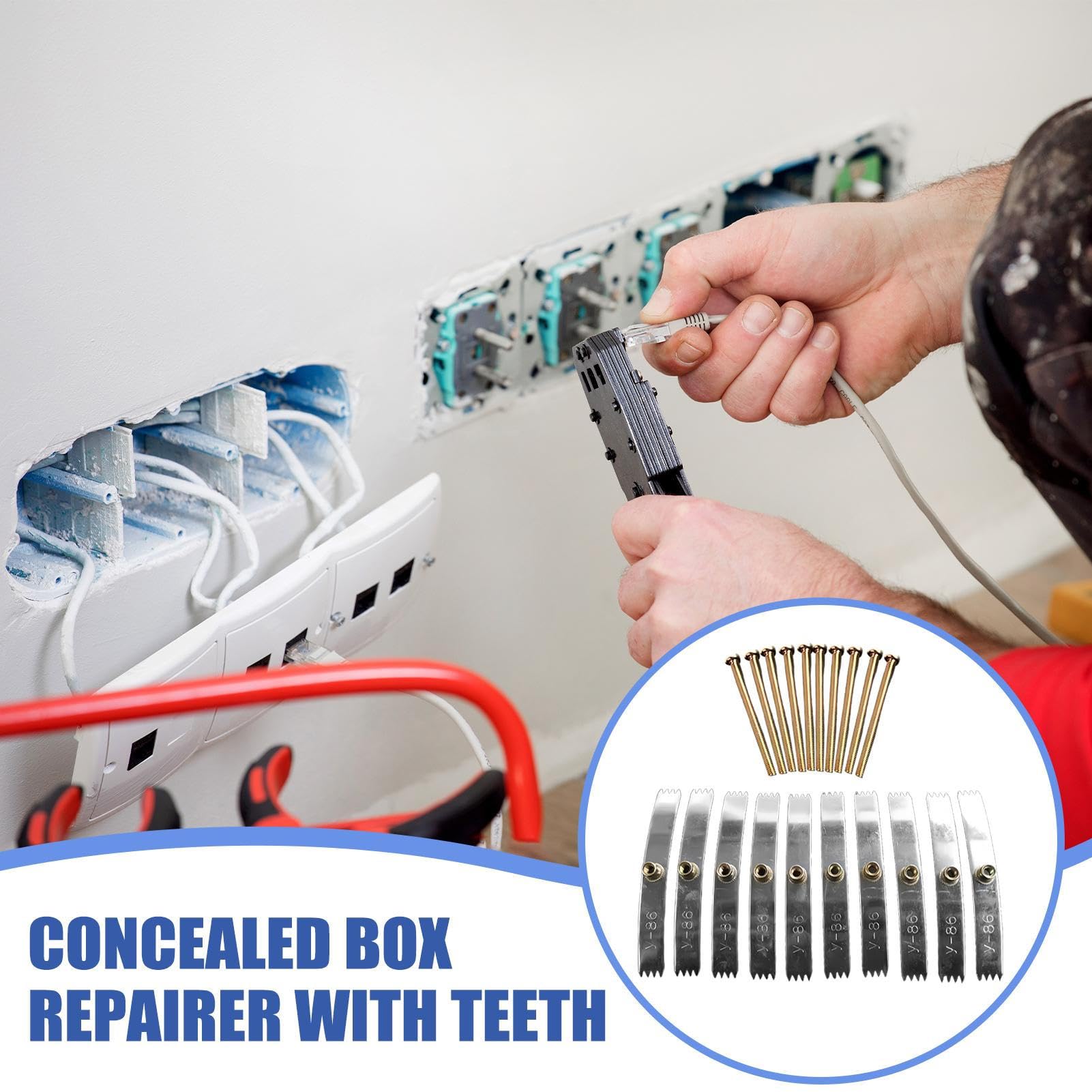 Attrezzo Per Riparazione Di Scatola Elettrica A Parete | Kit Da 10 Pezzi - Riparatore Per Scatola Elettrica Da Parete Con Denti - Per Manutenzione Impianto Elettrico E Ristrutturazione Casa