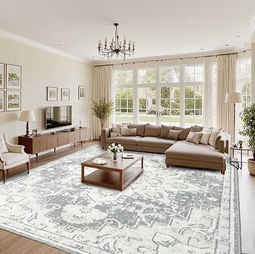 XWZO 8x10 Extra Large Area Rug for Living Room - Soft Washable Vintage Floral Ru
