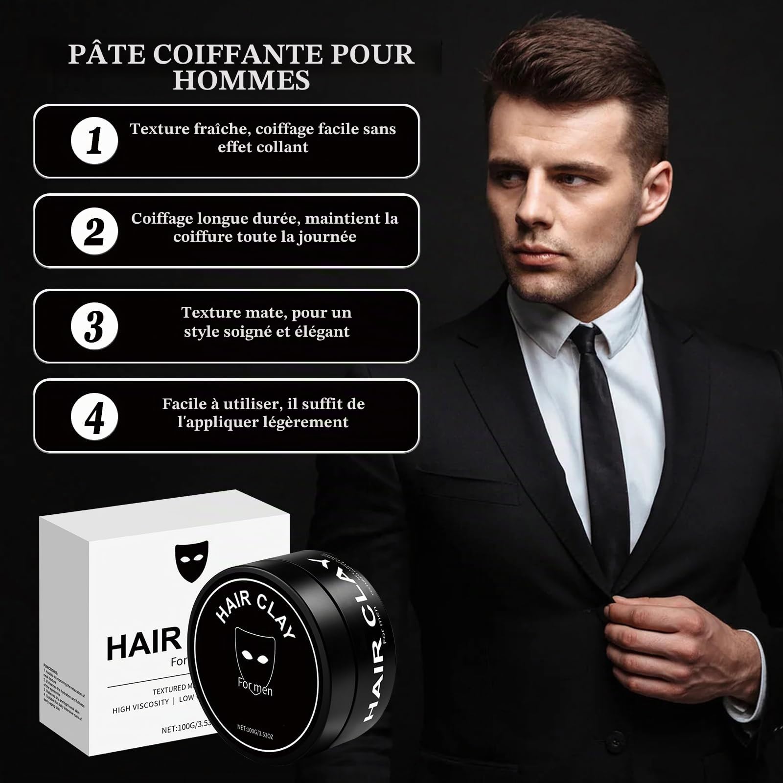 Poudre Volume Cheveux 40g + 100g Argile Coiffante, Sea Salt Spray | Poudre Texture Cheveux Homme, Cire Mat Cheveux Homme, Texture Naturellement Moelleuse – Tenue Longue Durée – Formule Douce