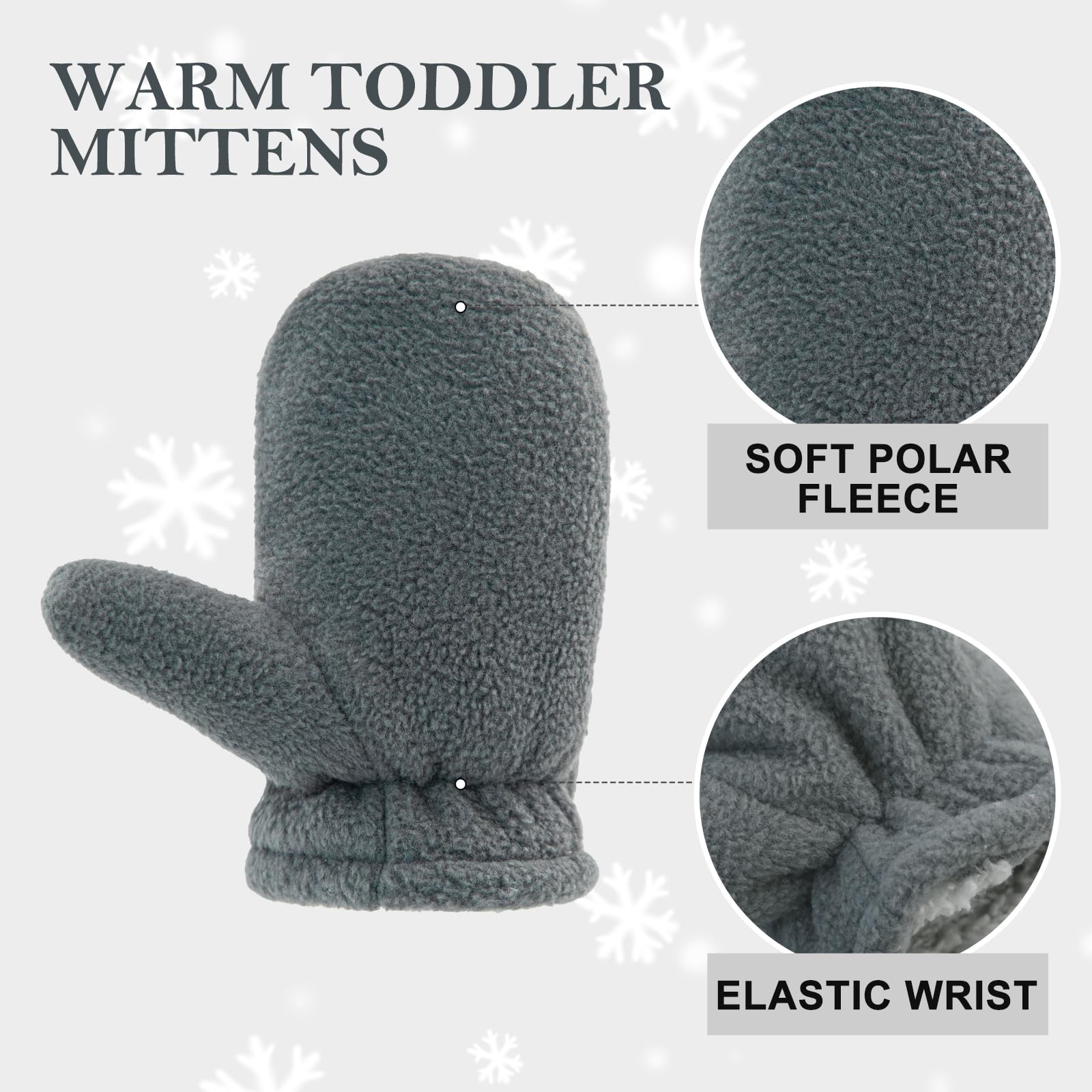 RAOEXI Manoplas de invierno para niños pequeños forradas con forro polar fáciles de poner para bebés y niñas, B-gris y azul marino, M (1-2 Years)
