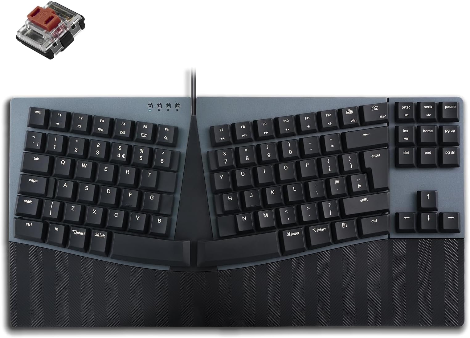 perixx PERIBOARD-335BR Wired Ergonomic Mechanical Compact Keyboard - Low-Profile Brown Tactile Switches - Programmable Feature with Macro Keys - Compatible with Windows and Mac OS X - UK English