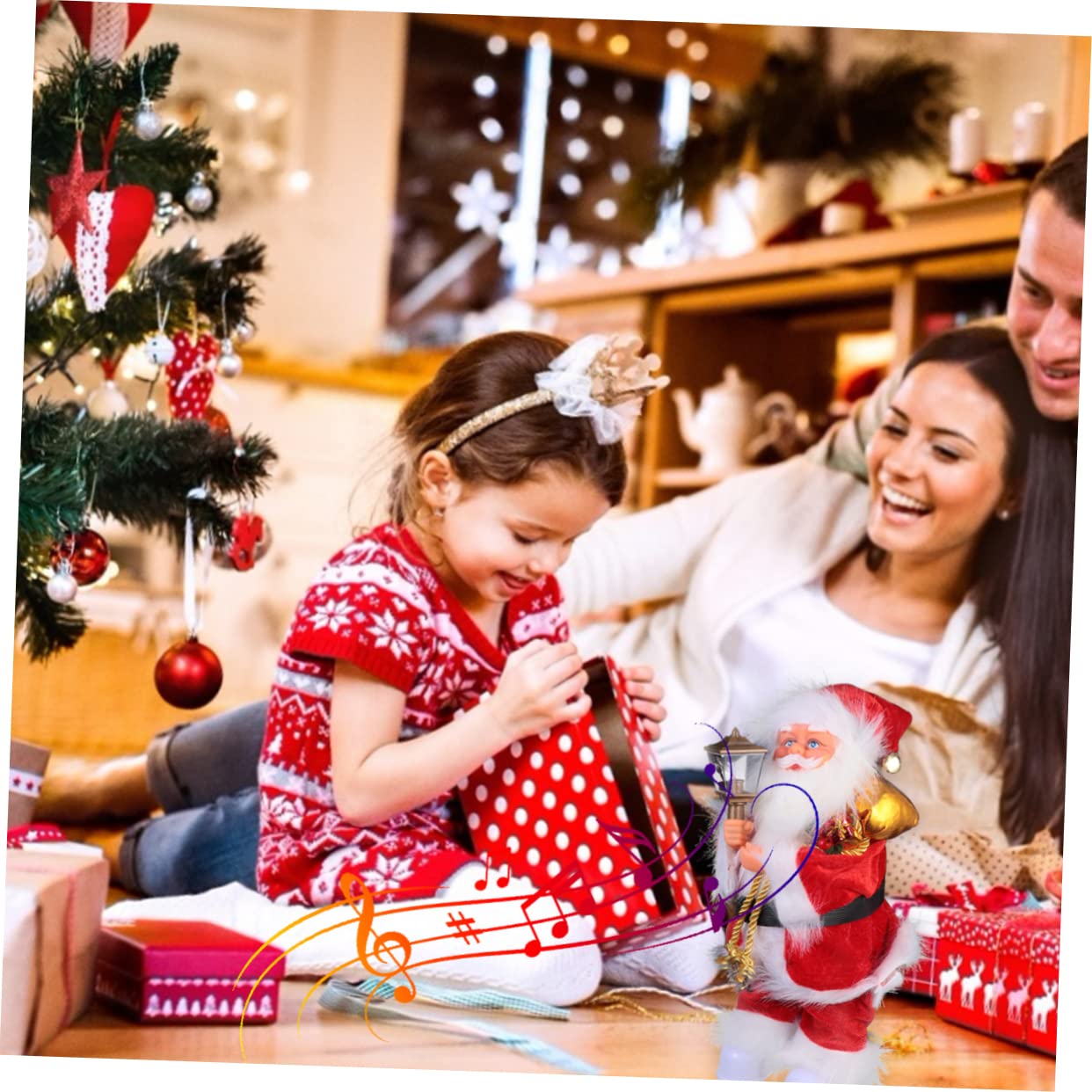 ABOOFAN Muñeca Musical Papá Noel Eléctrico de Adorno Navideño Creativo Juguete Musical para Decoración de Fiesta