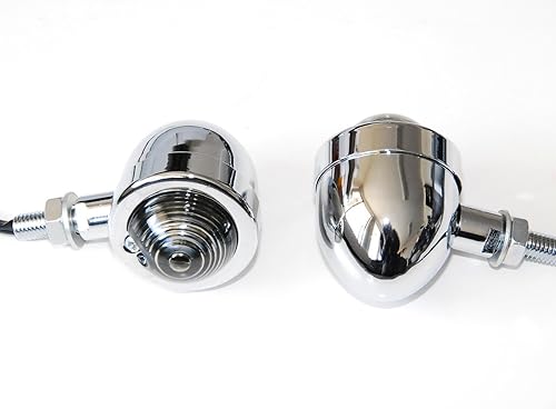 Miniatura 2 de OZ-USA Panhead Smoke Cromo Señal de giro Universal Cruiser Chopper Custom Cafe Racer XL