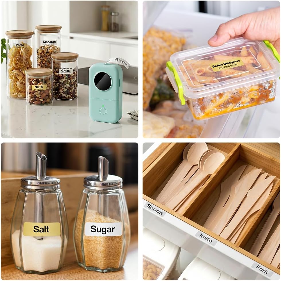 Phomemo Label Maker Machine with Tapes - White/Clear/Gold Labels, D30 Portable Handheld Bluetooth Mini Label Makers, Multiple Templates Fonts Icon, Thermal Small Label Printer Rechargeable for Home