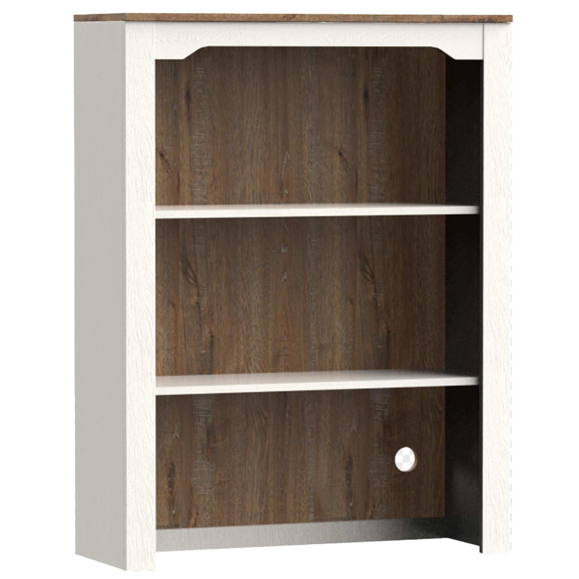 WAMPAT Modern Farmhosue 3-Column Upper Bookcase Components with Adjustable Shelves,Rustic White