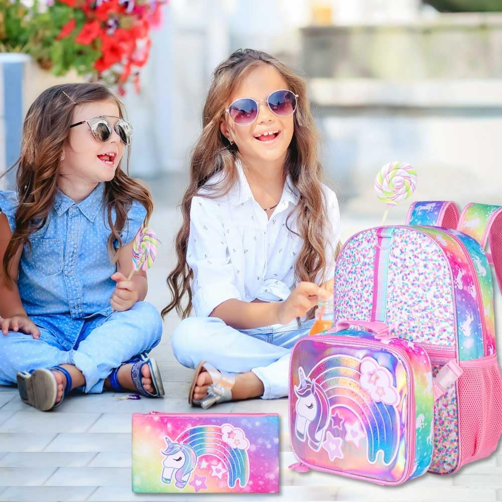 UFNDC 3PCS Unicorn Backpack for Girls, 16”Kids Sequin Bookbag with Lunch Box, School Bag for Elementary Toddler - Image 7
