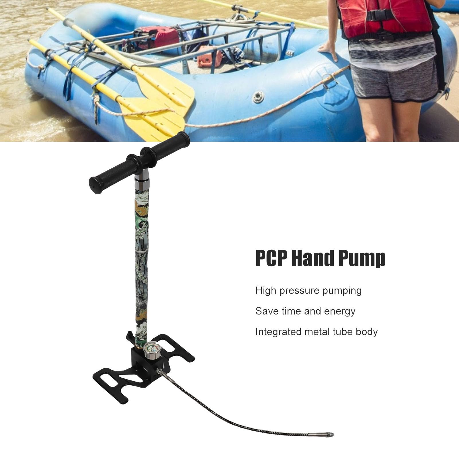 Pompa Manuale PCP Ad Alta Pressione, Pompa PCP per Fucile Ad Aria Compressa a 3 Stadi 0-6000 PSI, Pompa per Staffa di Riempimento per Fucile Ad Aria Compressa, Pompa per