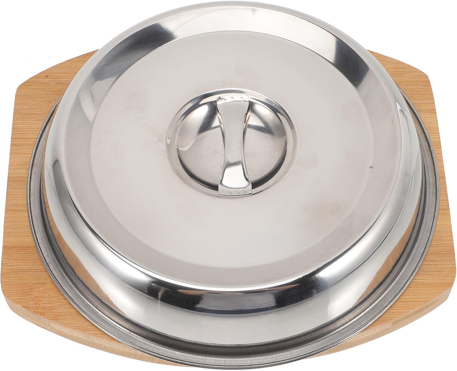 Amosfun Non-stick Wear-resistant 20cm Steak Cooking Pan with Cover Convenient Grill Pan for Home Kitchen Reusable Iron Plate Bbq Frying