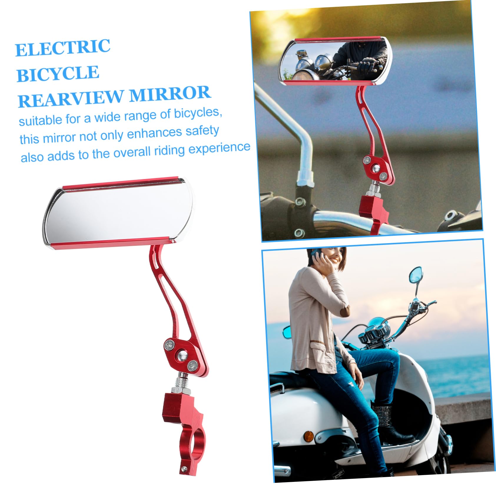 Specchietto di Angolo Vetro Installazione Regolabile Lega Alluminio Retrovisore da Manubrio Facile, Rosso per Bici Scooter