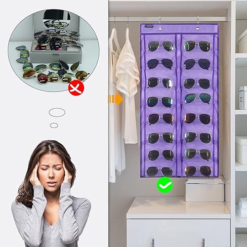 Miniatura 2 de Organizador de lentes de sol para colgar sobre la puerta, con 16 bolsillos transparentes