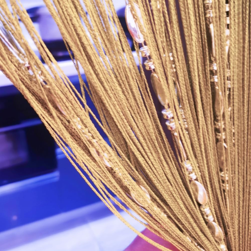 ave split 100cmX200cm Decorative Door String Curtain Beads Wall Panel Fringe Window Room Divider Blind for Wedding Coffee House Restaurant Parts Door Divider Beads Tassel Screen Decoration (gold25)
