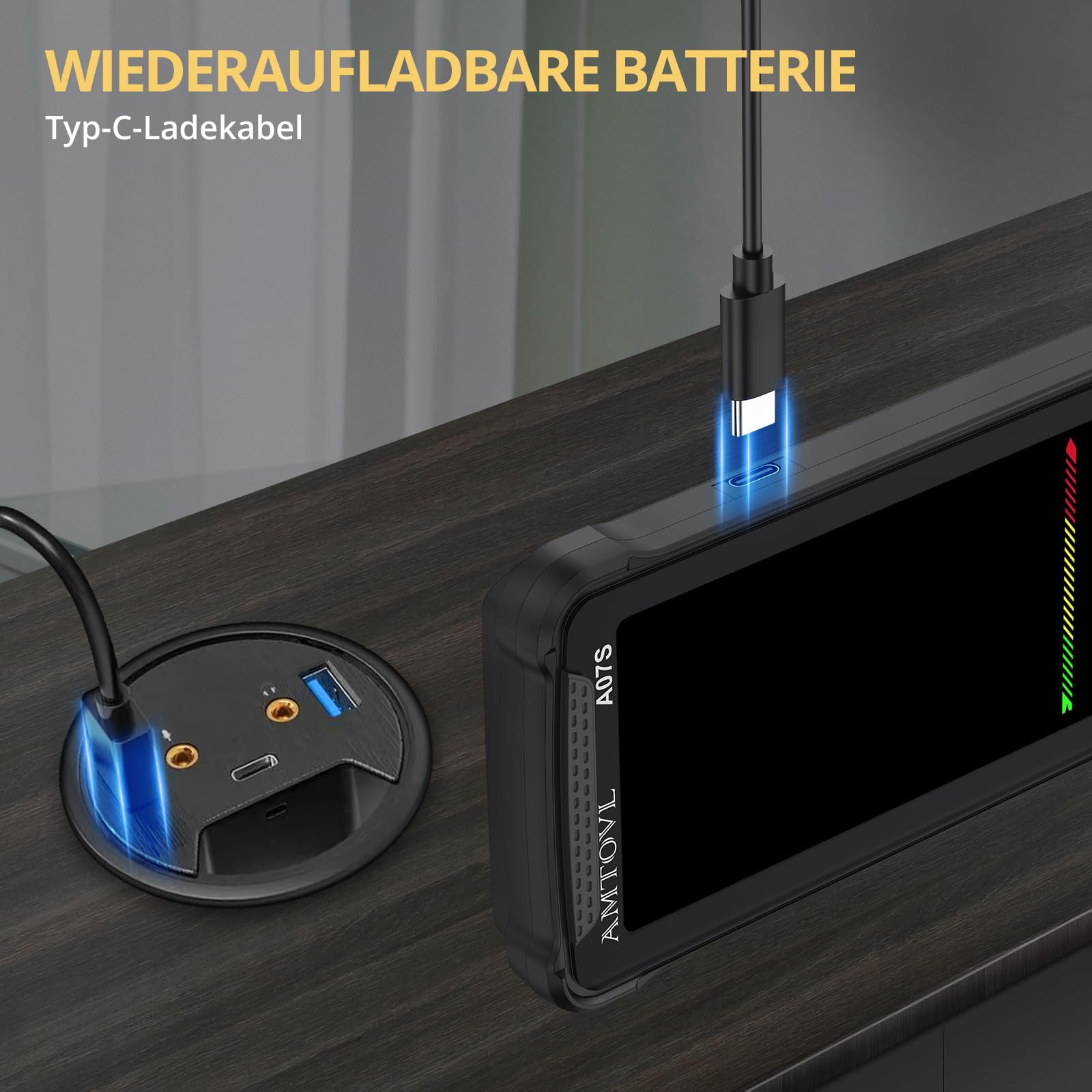 AMTOVL Digital Multimeter 6000 Zählungen USB-C Wiederaufladbar TRMS Farbbildschirm mit Messleitungen für AC/DC Spannung Strom Kapazität Tester NCV Temperatur