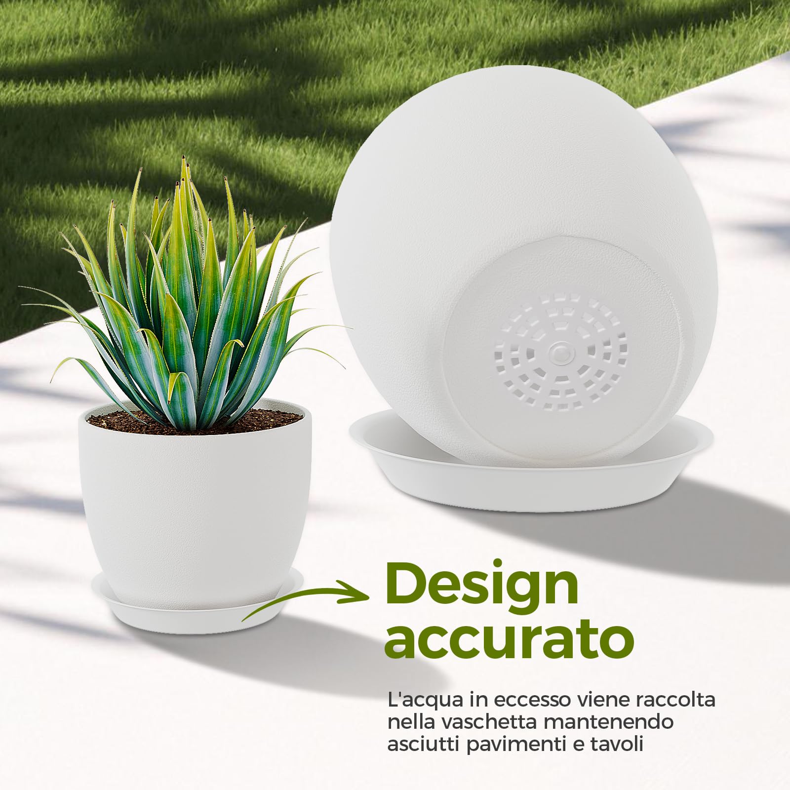 6 Vasi In Plastica 13cm Con Sottovaso, Stile Nordico, Per Piante Grasse, Cactus E Fiori, Marrone/Grigio/Nero