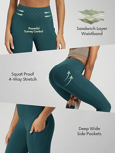 Miniatura 163 de ODODOS - Leggings tipo capri de mujer, no se traslucen y modelan el abdomen, con cintura alta y bolsillos; para hacer yoga, atletismo, ejercicio