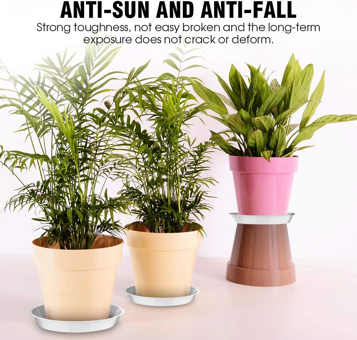 UPMCT 6 Pack Plant Saucer, 4 6 8 10 12 Inch Durable Plant Tray Flower Pot Saucer Round Pallets for Indoors and Outdoor, Plant Container Accessories (4 Inch, White) : Patio, Lawn & Garden