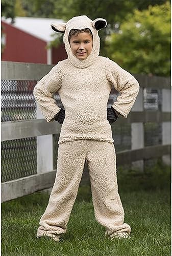Miniatura 5 de Fayueye Disfraz de oveja de Halloween para niños y niñas, camiseta de manga larga, gorro, guante, calcetines, pantalón largo, disfraz de cordero