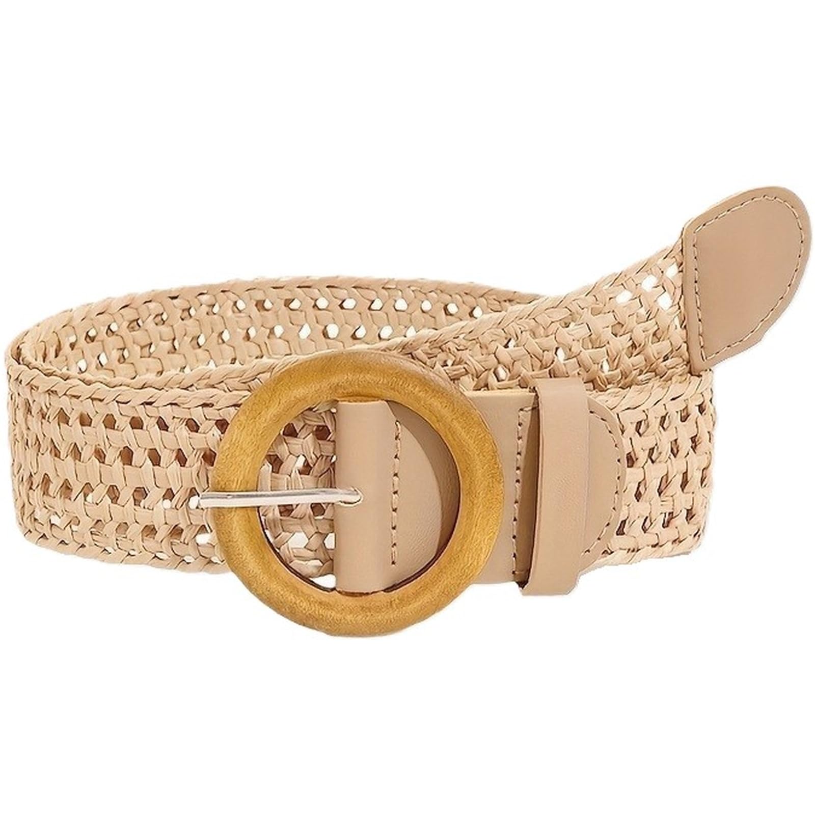 Agutalithic Women's White-Style2 Boho Woven Hollow Straw/Canvas Belt 4Cm Wide Braided Rattan Strap Fashion Waistband For Dress Jeans Pants(130Cm/51, )