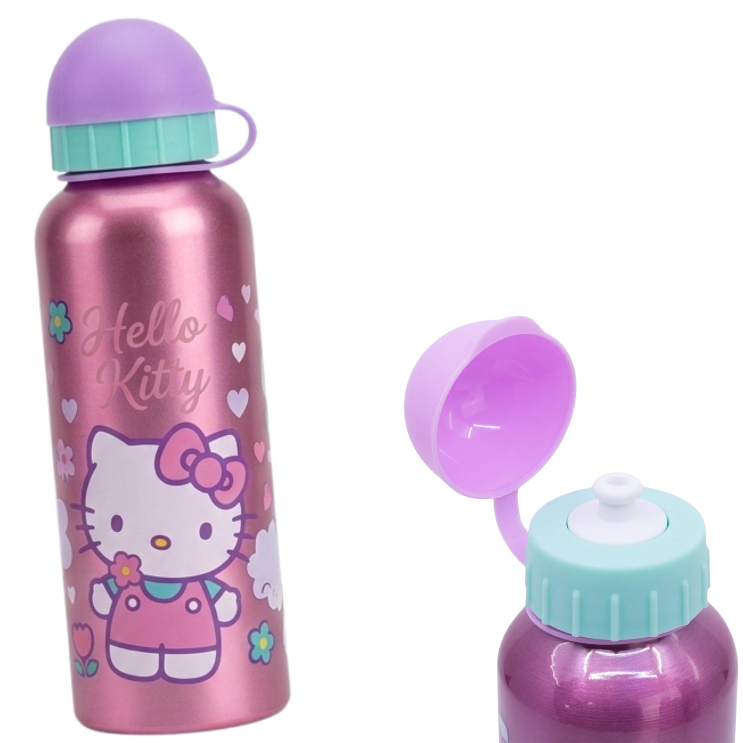 SRV Hub Hello Kitty High Aluminium Water Bottle 530 ml – Lightweight Kids Drinking Bottle with Spout & Safety Cap, Leak-Resistant, Reusable Bottle for School & Travel, Age 4+ — image 1