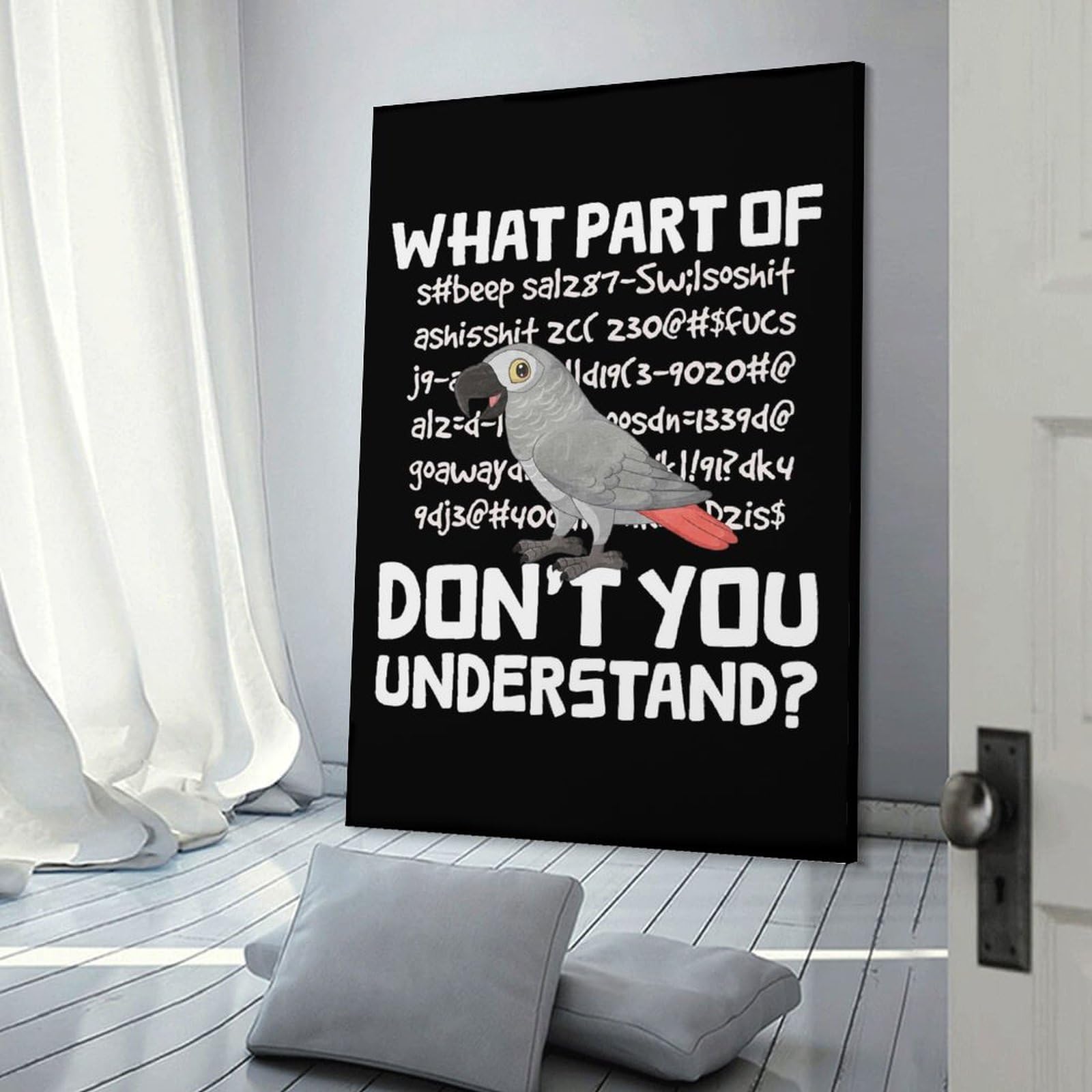 Junmoney Canvas Wall Decor African Grey Parrot, 20x30inch(50x75cm), for Bedroom Decor, Cosy Corners Or Studios, Decorative Wall Art for Cosy Rooms