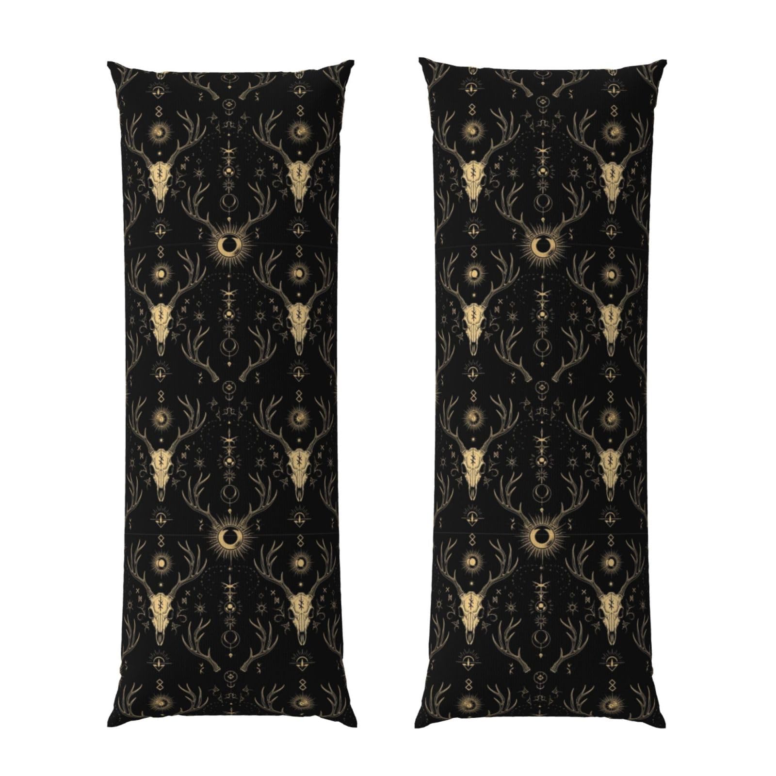 Body Pillowcase 20x54, Sun Moon Goth Hunting Camo Deer Skull, Premium Ultra Soft Pillow Cover with Zipper Closure, Breathable Bedding Protector for Men Women Bed Sofa