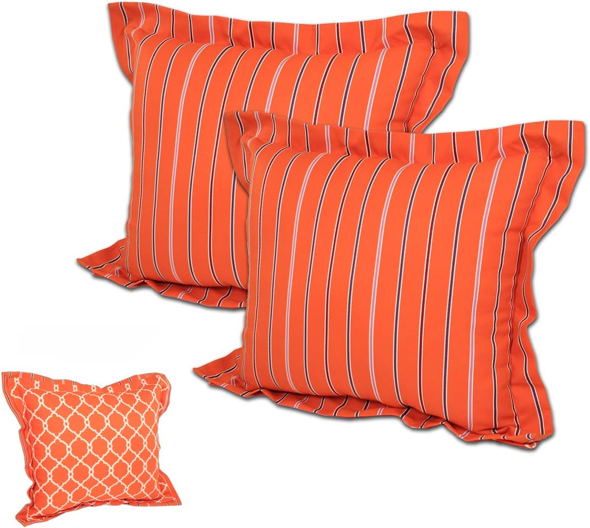 Comfort Classics Set of 2 Outdoor Patio Reversible Pillow Back with Double Flange 20 L x 23 W x 5 H. Polyester Fabric Trellis Inc.