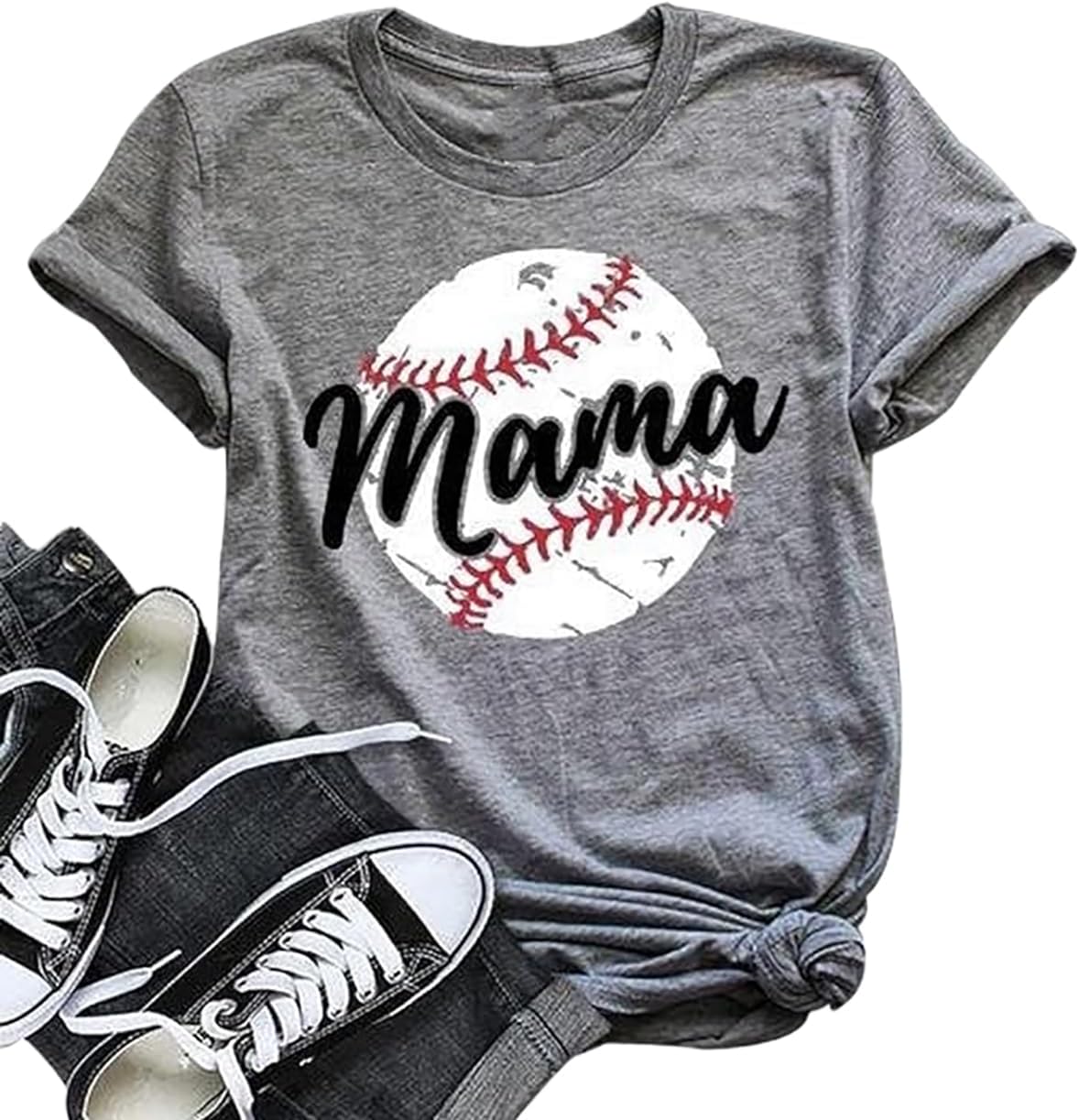 Baseball Mom T-Shirt Women Funny Cool Baseball Shirts Short Sleeve Graphic Tee Summer Tops Loose Casual