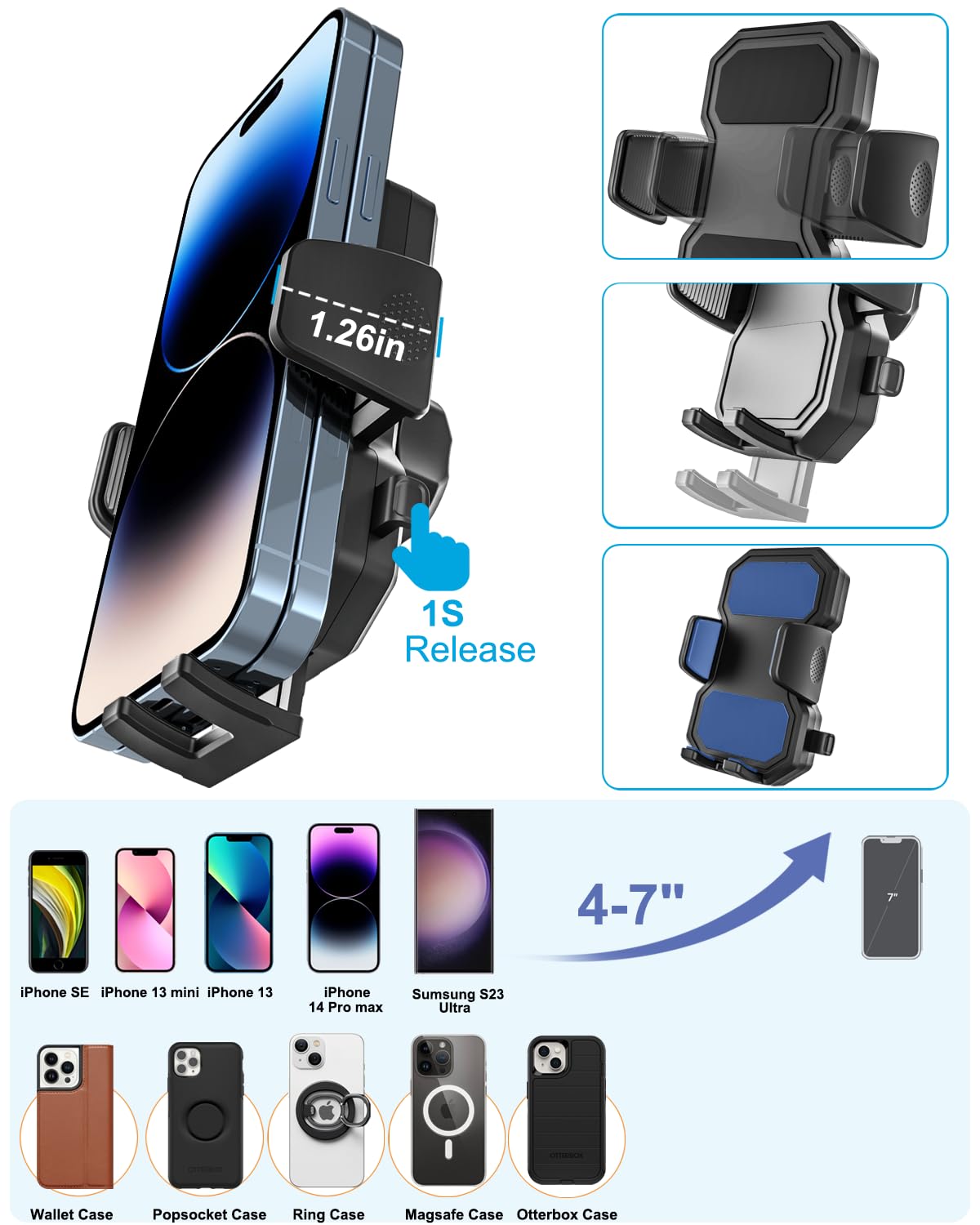 Supporto per telefono CD per auto, supporto per telefono regolabile per auto, slot CD per iPhone, ultra robusto, supporto per telefono cellulare per iPhone 15 Pro Max 14 13 12, Samsung Galaxy