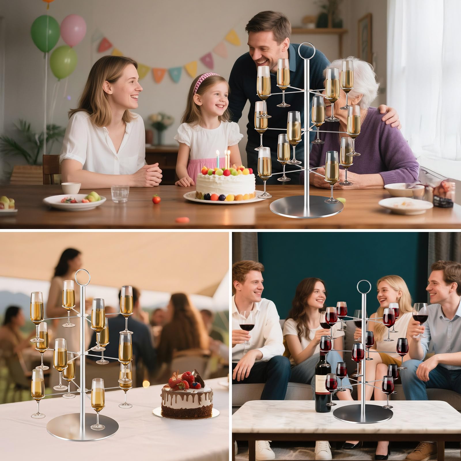 ytrogr Getränke Tower für 12Gläser Aperol Tower Abnehmbar Champagner Turm Weinglas Abnehmbar Champagner Turm Cocktailbaumständer