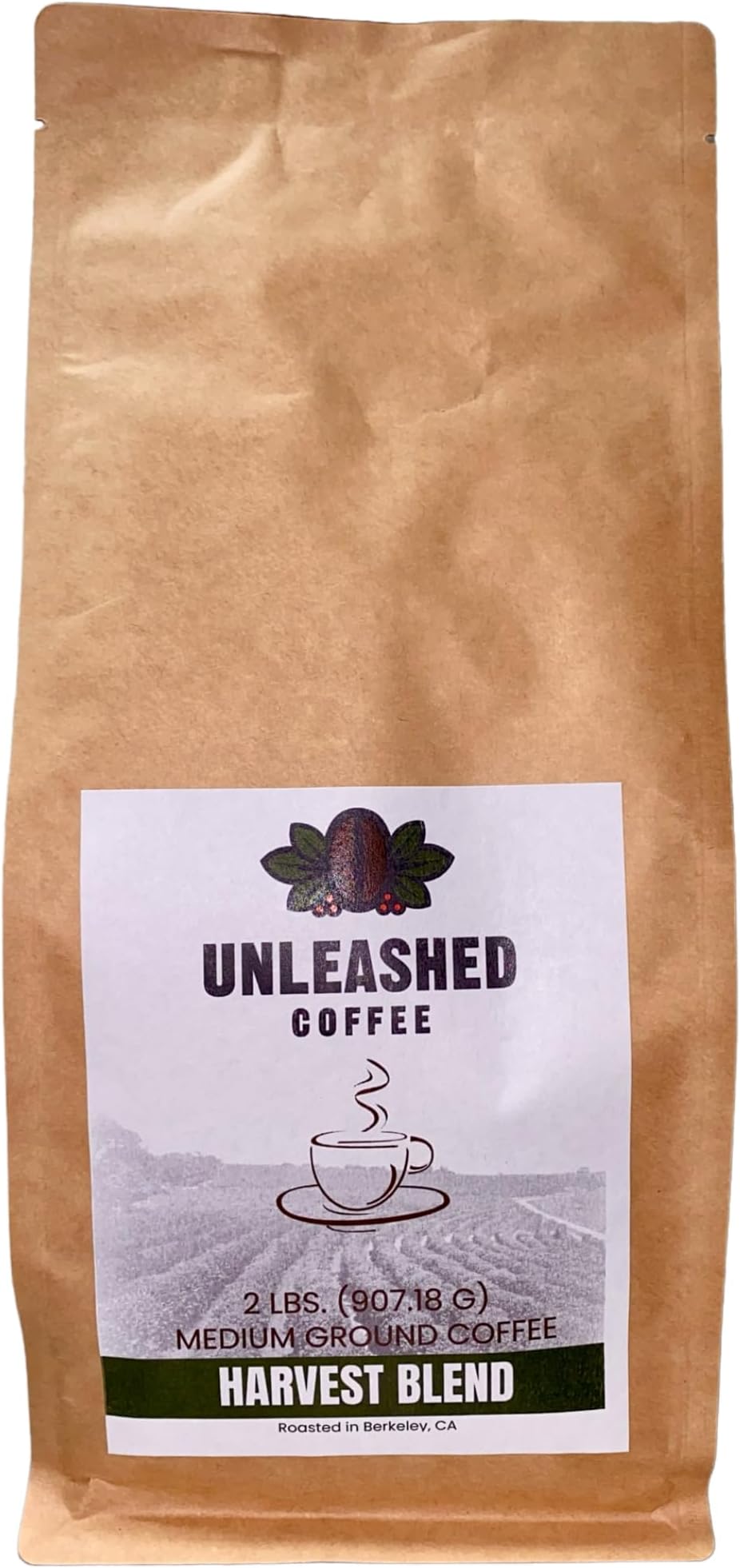 Unleashed Coffee | Harvest Blend | Medium Roast Ground Coffee | Smooth Quick Coffee Maker Brew or Refill for Coffee Pods | Delicious Hot or Cold Brew | Gluten Free | 2 lb Bag