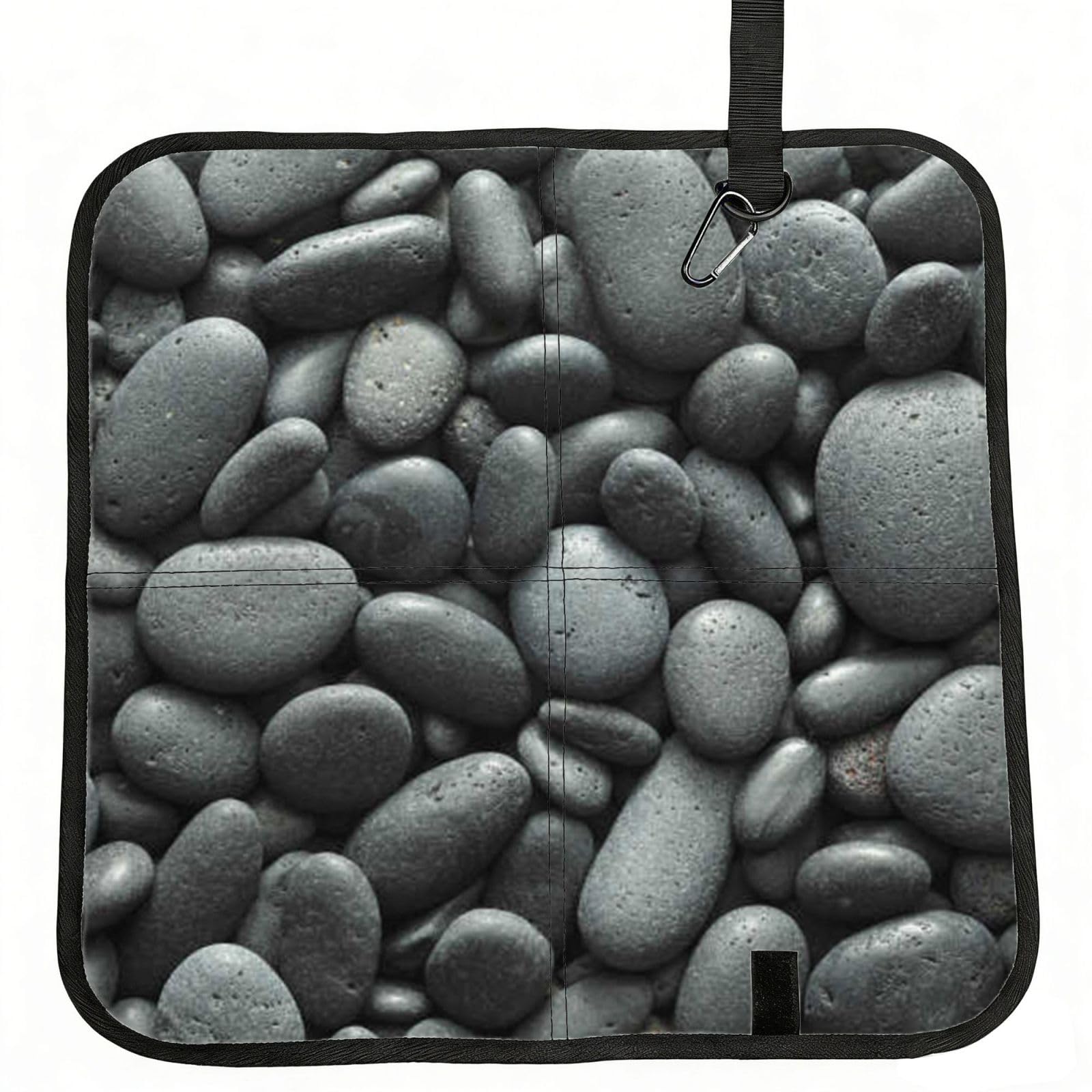 ERCgad Many Black Pebbles Print Foldable Seat Cushion Portable Chair Pad Lightweight Travel Outdoor Office Home