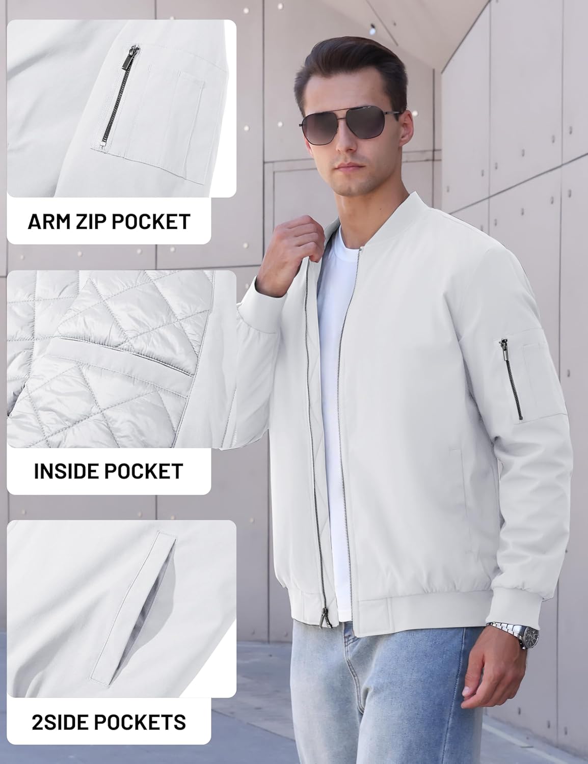 TACVASEN Men's Bomber Jackets Thermal Quilted Jacket Water Resistant Warm Winter Coats - Image 5