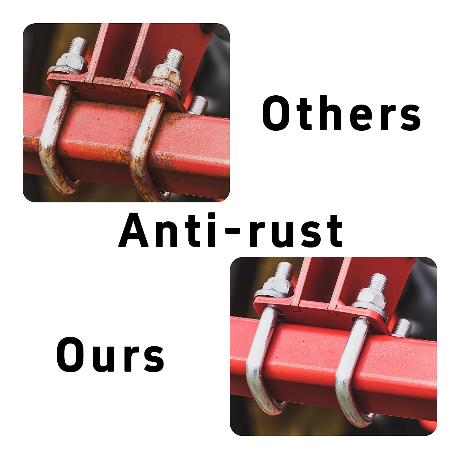 3 Sets M8 x 80 x 70mm Square U-Bolts, U Clamp Bolts with Nuts and Plates for Boat Trailer, Rectangular Wood, Metal Tubes