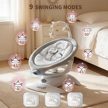 Baby Swing, 3-in-1 Baby Swings for Infants with Motion Detection & Vibration Comfort, 360 Rotating Electric Baby Swings with 5 Speeds & 3 Swing Modes, Infant Swing for Baby with 12 Preset Melodies