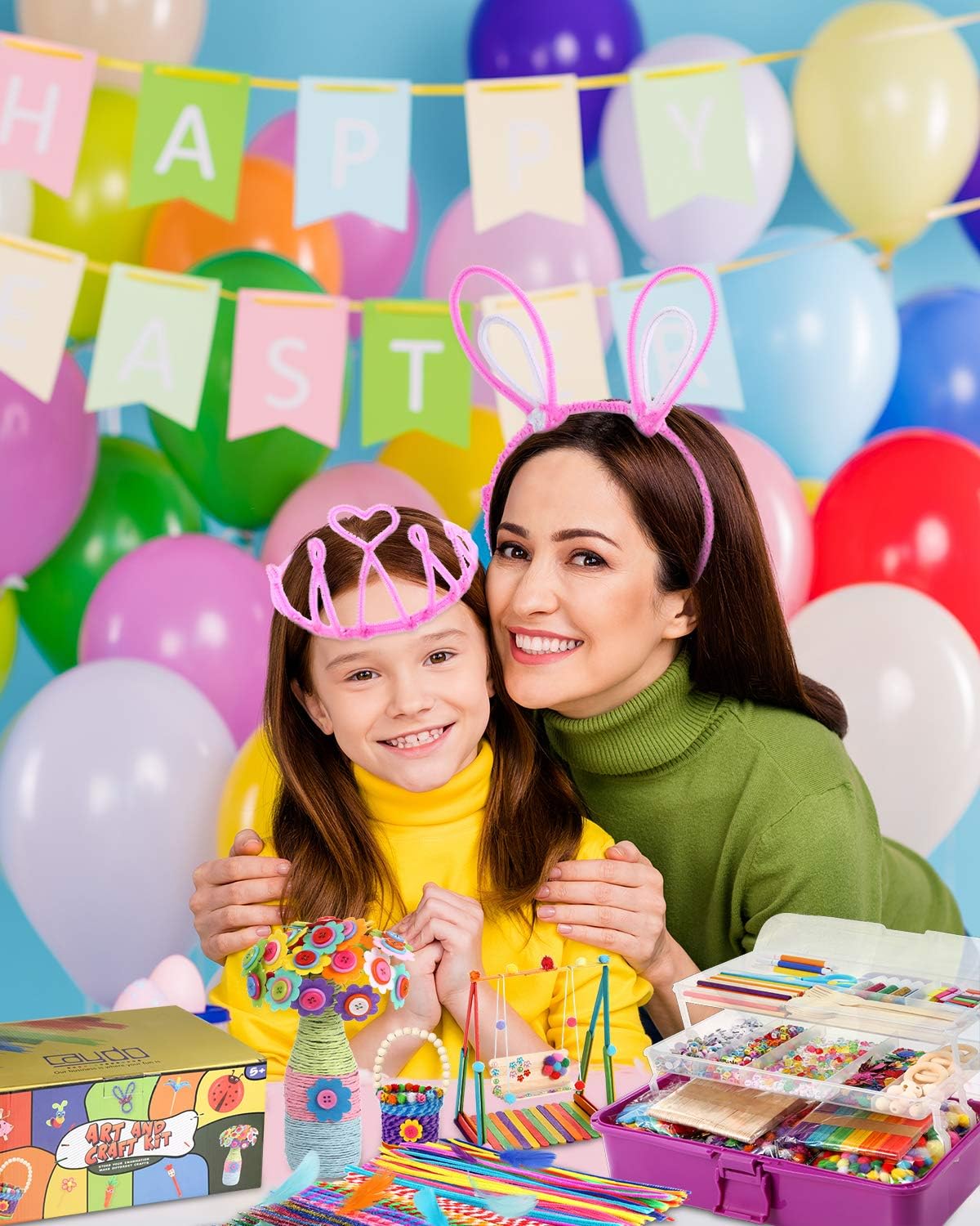 Caydo 3000 Pcs Kids Art and Crafts Supplies, Toddler DIY Craft Art Supplies Set Include Pipe Cleaners, Pom Poms, Portable 3 Layered Folding Storage Box Great Gift for Kids : Toys & Games