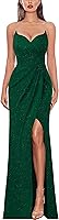 VFSHOW Women's Sexy Ruched High Slit Bodycon Maxi Dress - Spaghetti Strap Sweetheart Neckline Prom Evening Gown