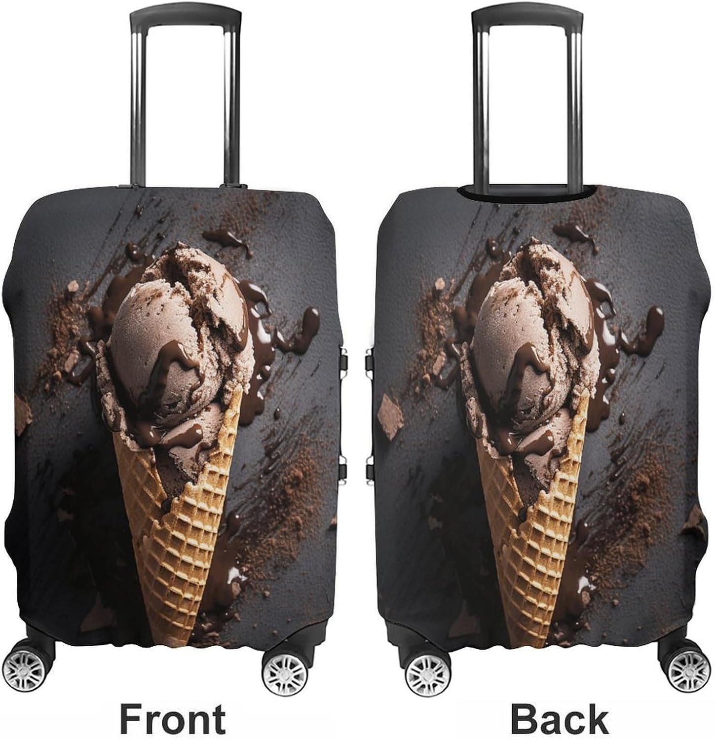 Waffle Cone Ice Cream Luggage Cover Fashion Suitcase Protector Anti-scratch Suitcase Cover Protector Travel Luggage Covers Protector Washable Baggage Covers Fits 19-32 Inch Case XL image 3