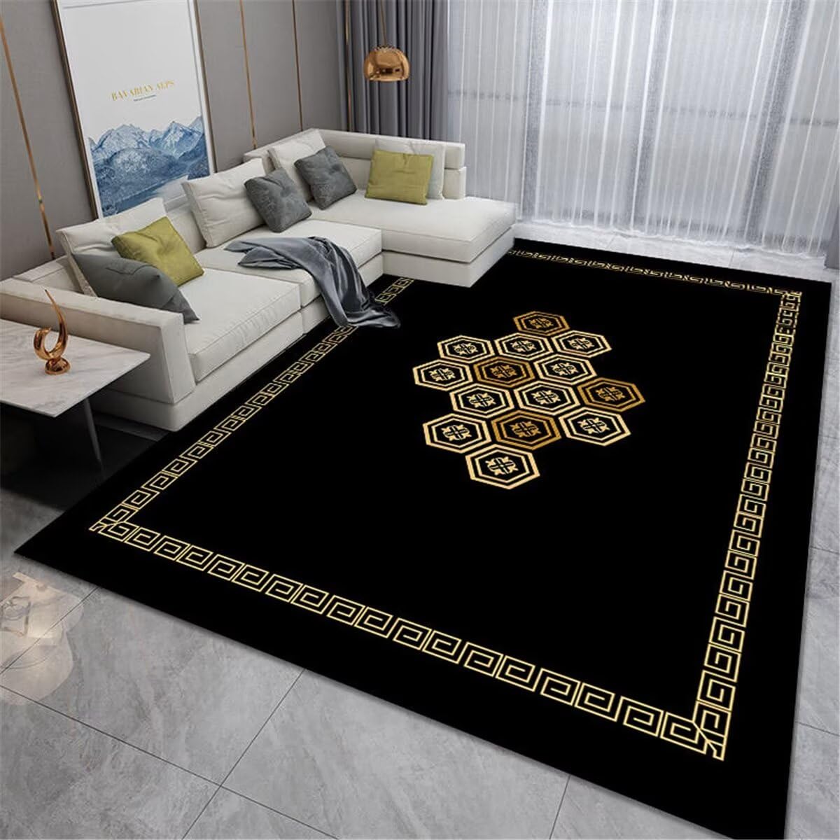 Tapis de canapé gris-noir décoration salon moderne 120x170