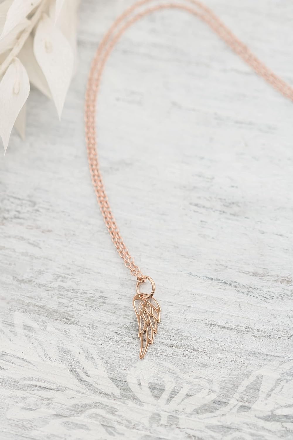 Rose Gold Plated Angel Wing Charm Necklace for Women - Memorial Jewelry, Infant Loss Miscarriage Sympathy Gift, Pregnancy Child Loss Bereavement Pendant, Remembrance Keepsake