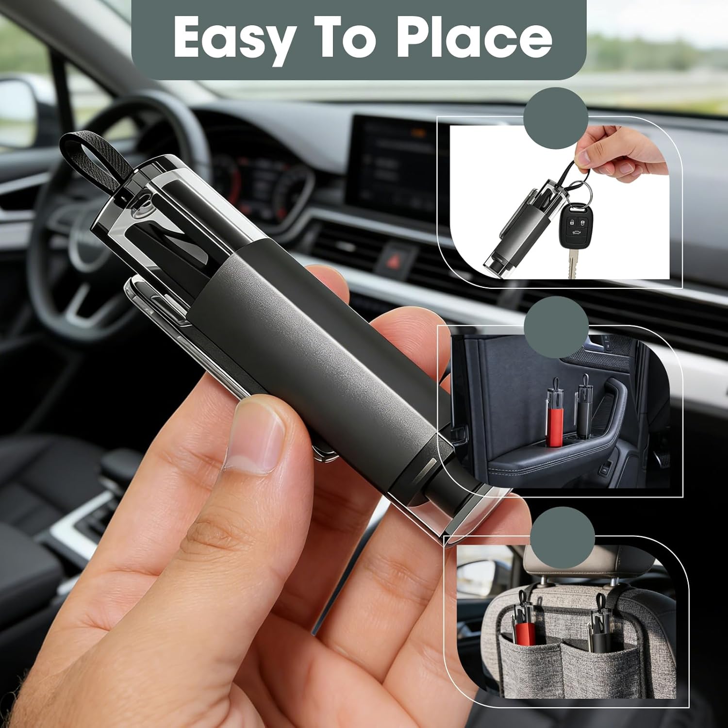 6 PCS Window Breaker Seatbelt Cutter Car Safety Hammer, 2-in-1 Glass Breaker and Seat Belt Cutter with Test Glass, Underwater Emergency Escape Tool for All Vehicles (Red & Grey)