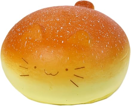 Squishy Toys, Cute Squeeze Bread Toast Cat Sqweezy Slow Rising, Soft Squishies Party Favors for Anxiety Stress Relief, Original Sensory Fidget Novelty Relax Toy and Gift for Adults-Kitty