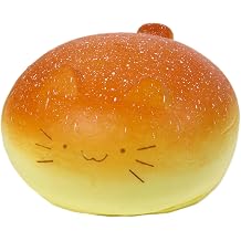 Squishy Toys, Cute Squeeze Bread Toast Cat Sqweezy Slow Rising, Soft Squishies Party Favors for Anxiety Stress Relief, Original Sensory Fidget Novelty Relax Toy and Gift for Adults-Kitty