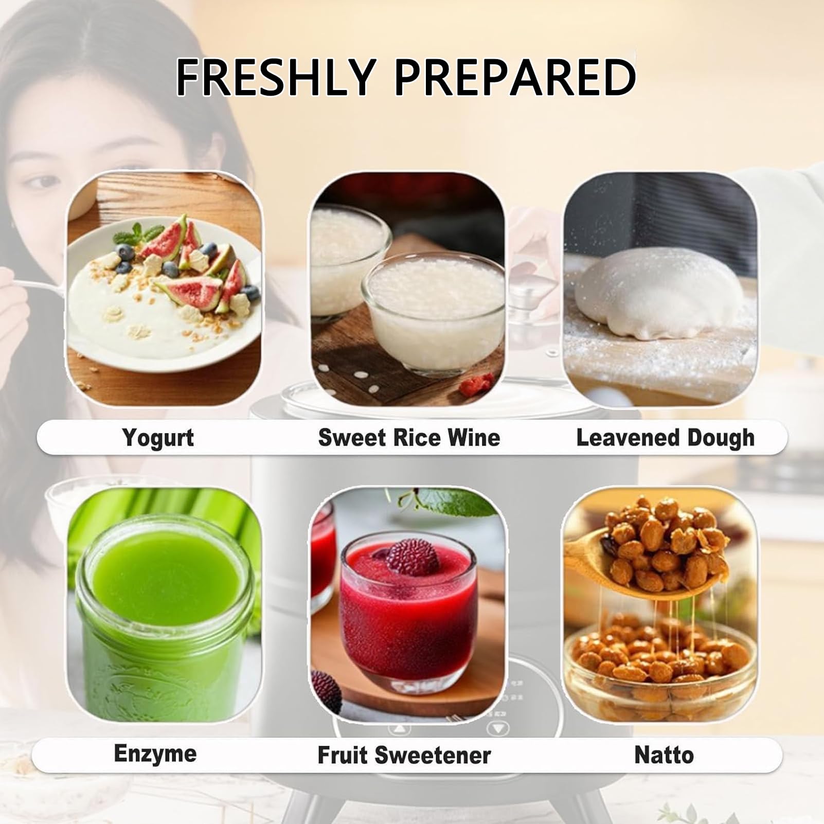 Yogurt Maker con pannello LCD intelligente, incubatrice elettrica per yogurt da 8 litri, macchina a temperatura costante da 400 W per yogurt, aceto di frutta e vino di riso, riscaldamento a 360°