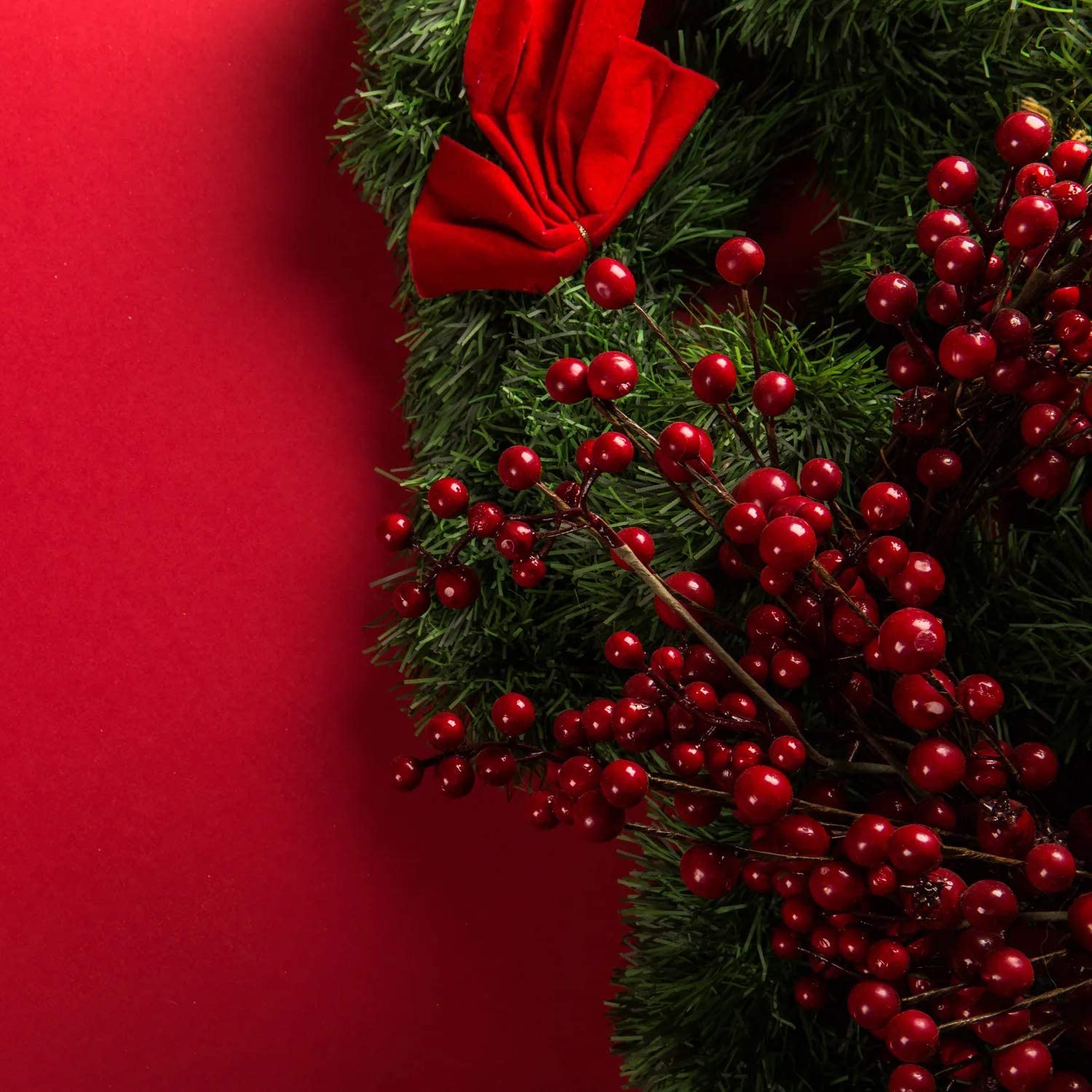 AUEAR, Lot de 20 tiges de baies rouges pour décorations de sapin de Noël, travaux manuels, vacances et décoration d'intérieur