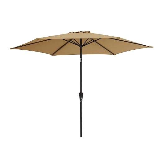 MockWares Basics 9-Foot Outdoor Market Umbrella, Taupe Brown