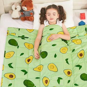 yescool Weighted Blanket 3 Pounds Cooling Weighted Lap Blanket, Green Avocados Breathable Heavy Blanket, Small Weighted Throw Blanket Gifts for 20-40lbs,36"x48"