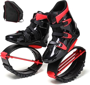 Kangaroo Jump Shoes Black and Red Sports Moon Shoelace Backpack, Suitable for 23-27cm Feet, Fitness Jump Boots