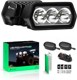YHTAUTO 3 Inch LED Light Bar Spot 15W Off-Road Lights for Truck UTV ATV | Camper Driving Work Light for SUV Golf Cart Tractor 4x4 Van, IP67 Waterproof Lamp with Wiring Harness & Light Cover