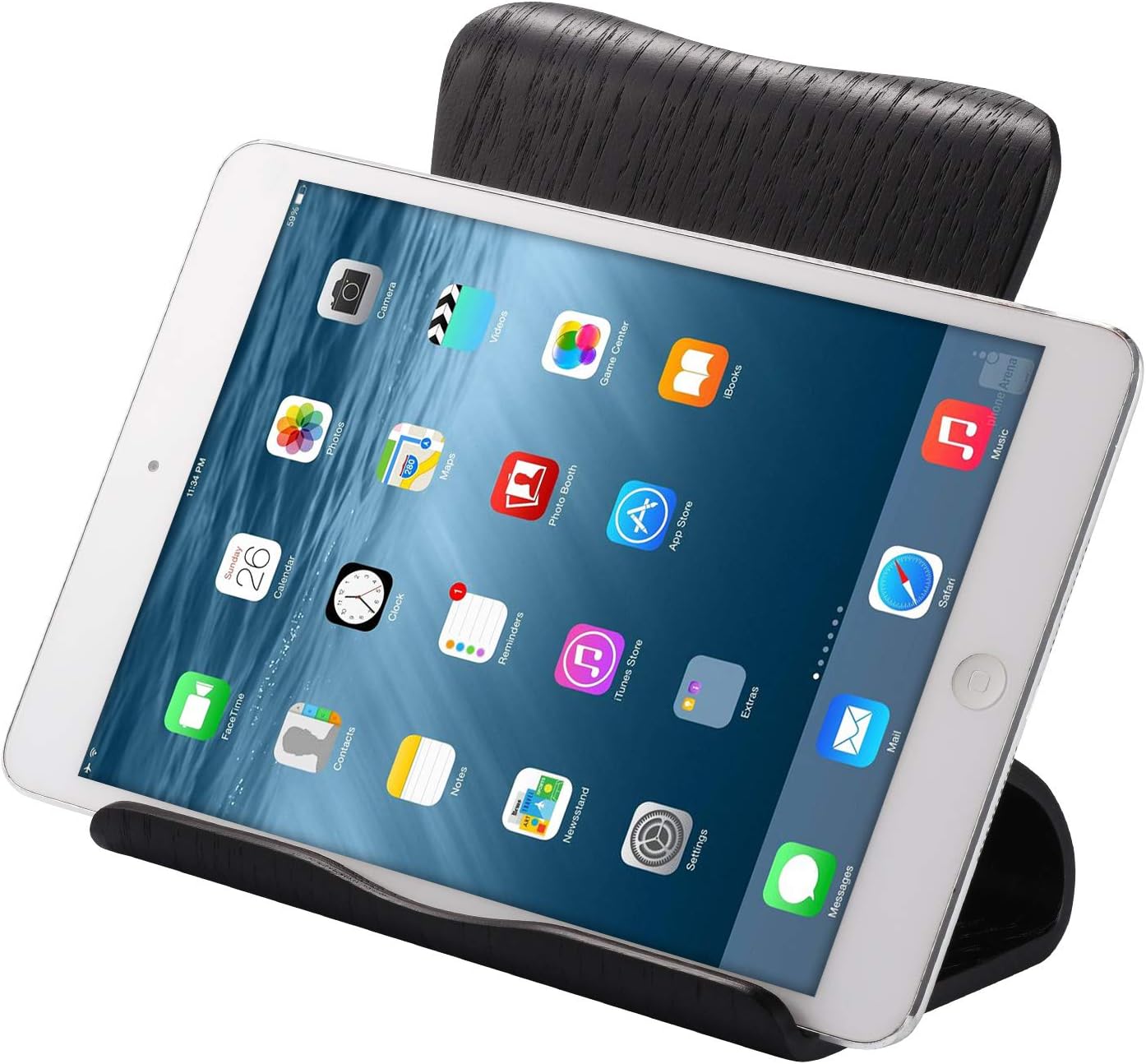 SAMDI Wooden Tablet Stand: Dock for iPad 2017 Pro 9.7, 10.5, Air Mini 2 3 4, Kindle, Tab, E-Reader, Other Tablets (4-13 inch) - Oak Wood Black