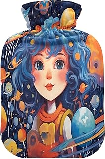 Wajiw Hot Water Bottle with Cover 1L Warm Water Bottle for Hot and Cold Compress Hot and Cold Therapies,Hand Feet Warmer,Space Painting