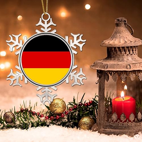 Miniatura 3 de Adornos de Navidad de Alemania bandera de Alemania adorno de Navidad de metal con copo de nieve bandera nacional recuerdo árbol de Navidad